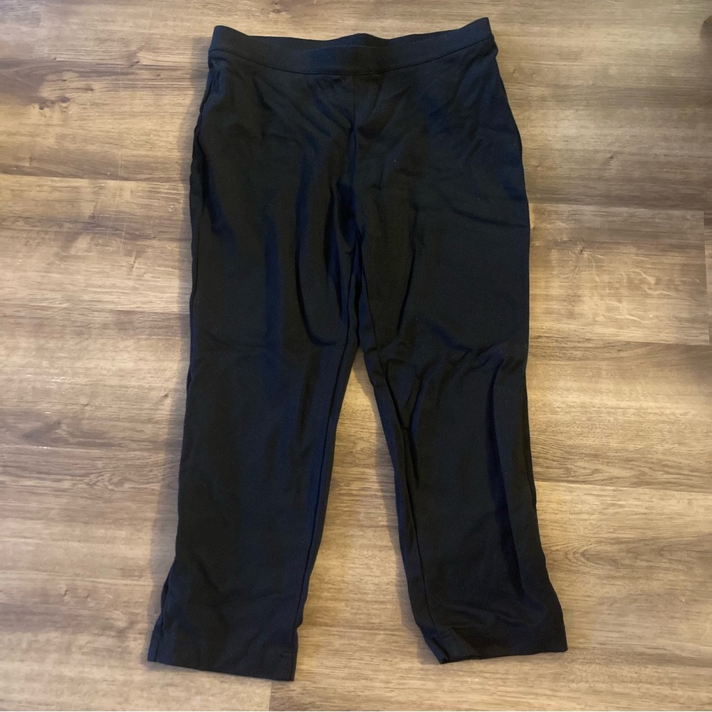 5/$15 Allison Daley Comfort Fit Black Stretchy Pants/Sweatpants Petite Med Short